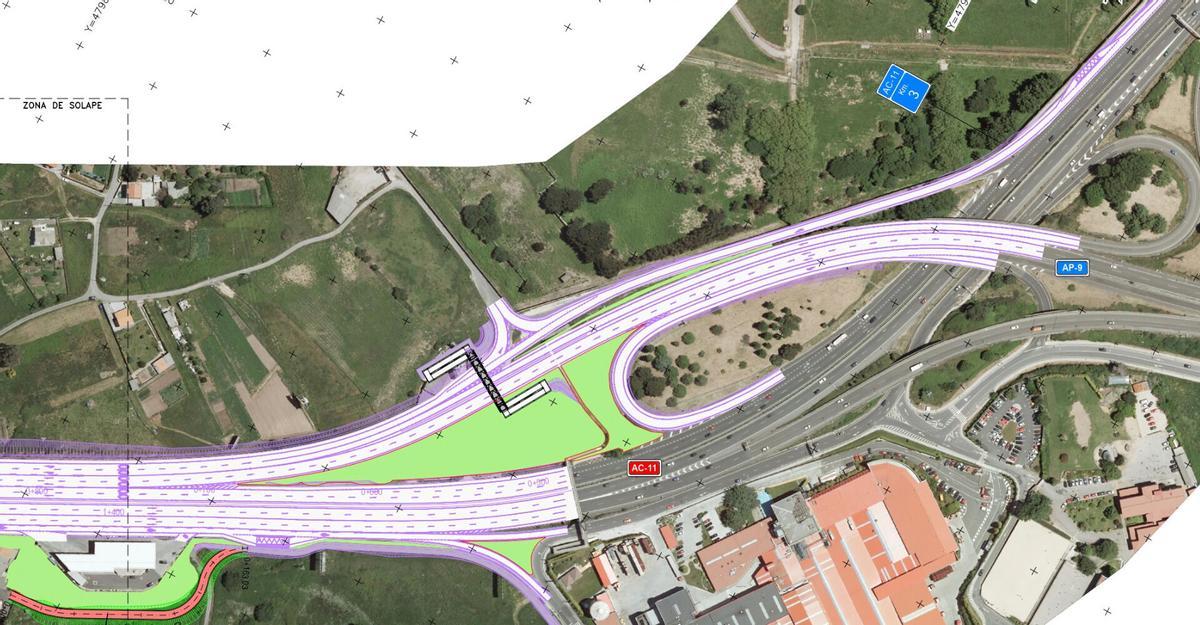 Trazado de las obras de Alfonso Molina en el enlace con la AP-9