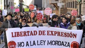 Una manifestación en Valladolid contra la ley mordaza.