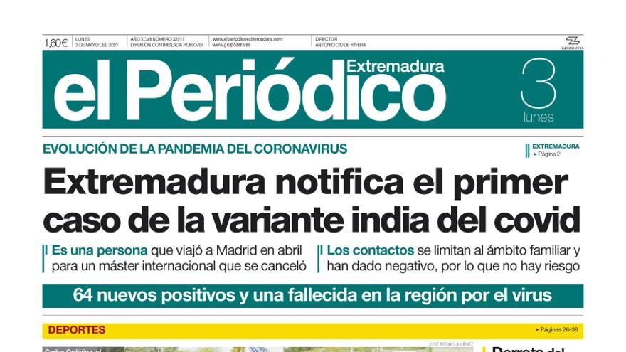 Consulta la portada correspondiente al día 3 de mayo del 2021