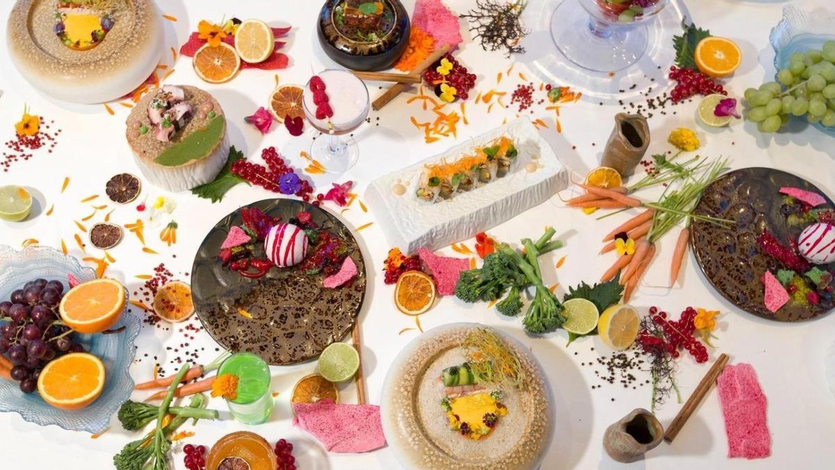 Platos del menú degustación La Suite, con audiovisual inmersivo, de Shôko.