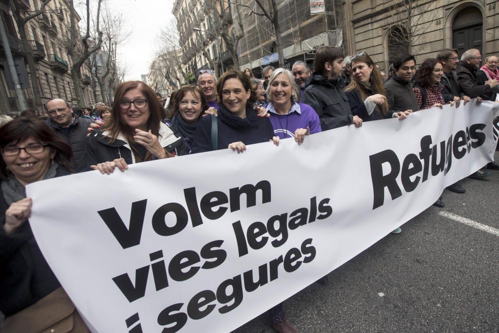 Manifestación para pedir la acogida de refugiados en Barcelona