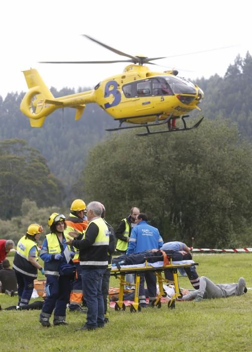 Doble simulacro de emergencias en Asturias: un accidente de avión y un gran incendio forestal