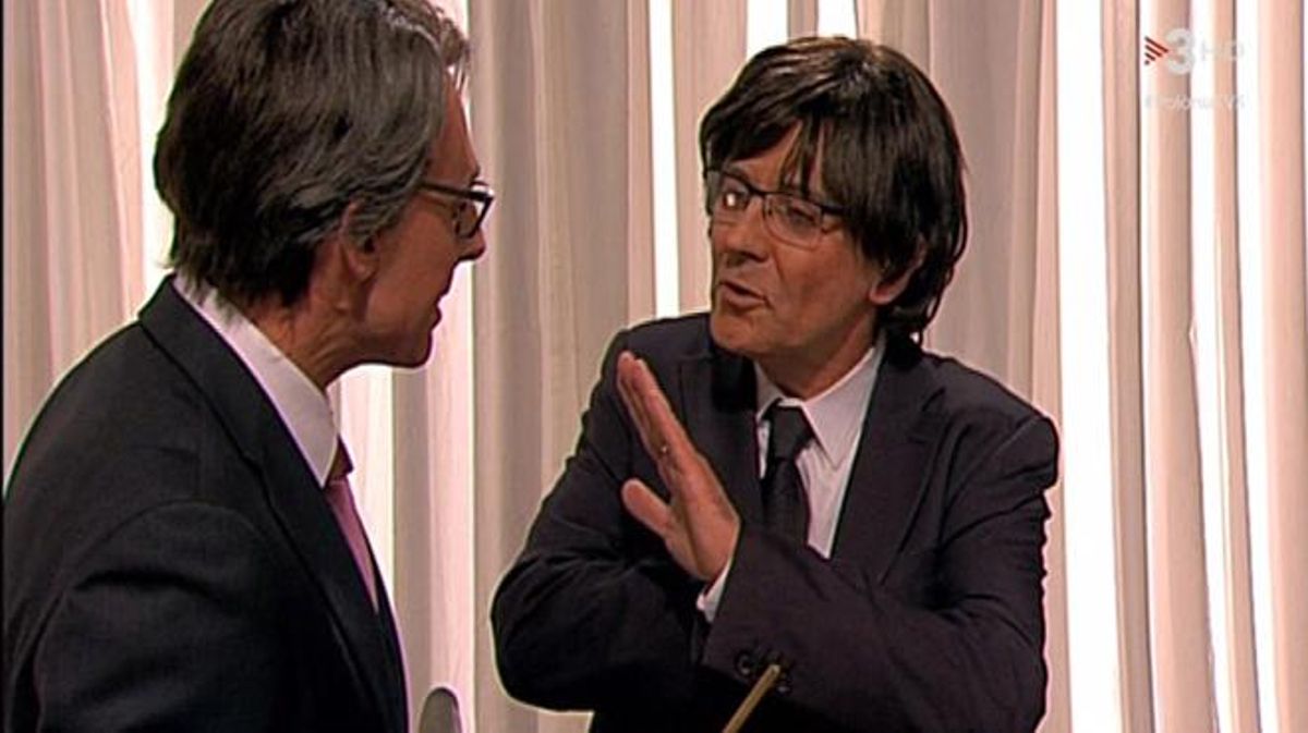 Queco Novell i Bruno Oro, o l’entrant i el sortint (’Polònia’, TV-3).