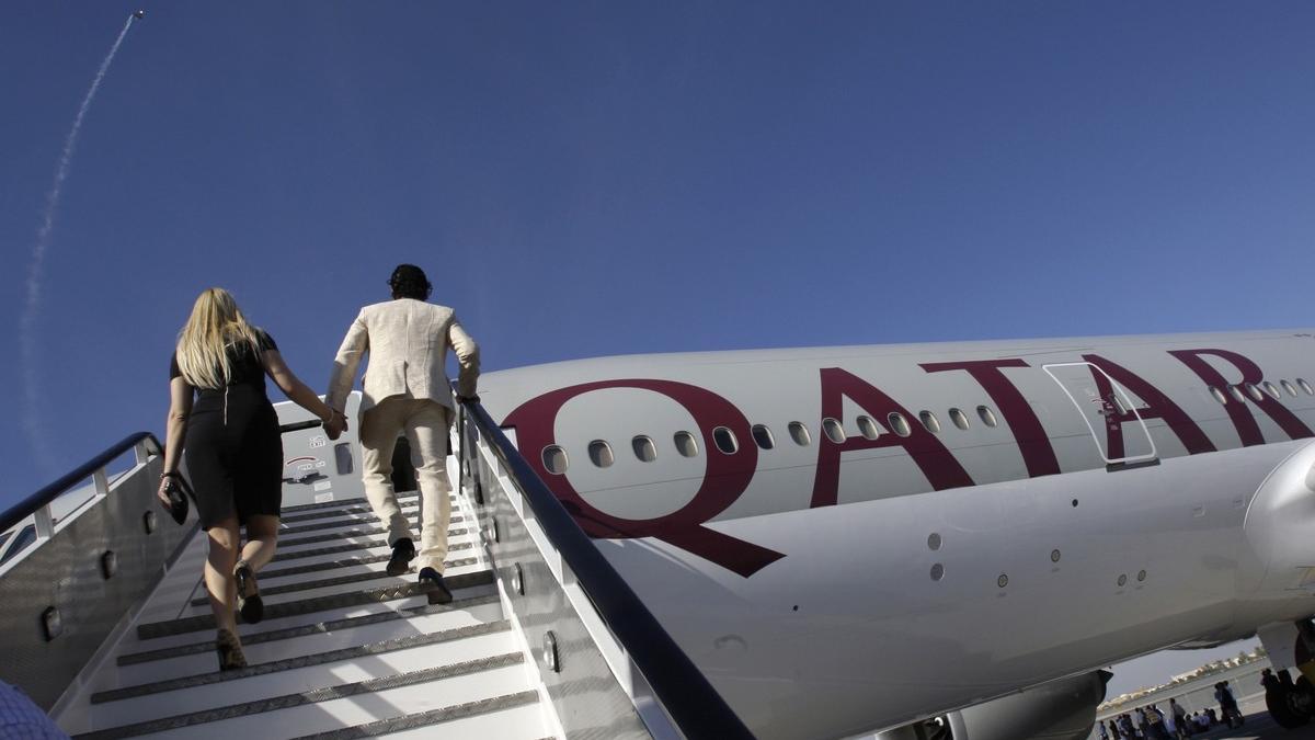 Un avión de la compañía aérea Qatar Airways