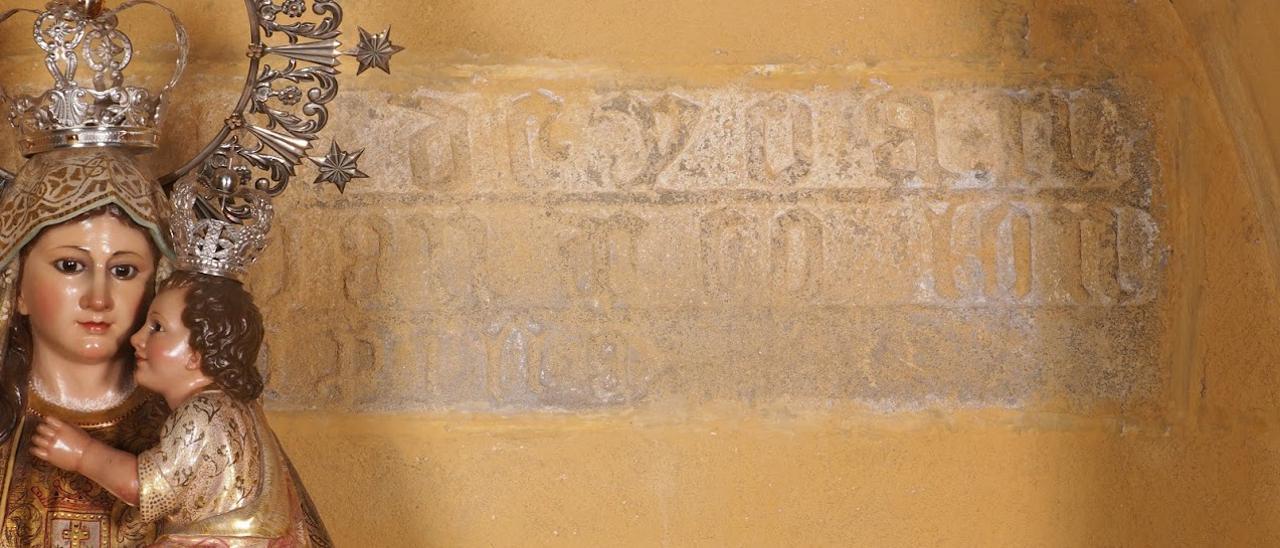 Inscripción original del siglo XVI en la basílica de Santa María en la que figura el apellido Colón./ FdV