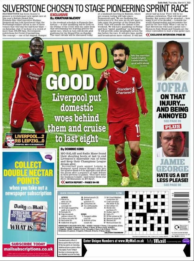 La portada de Daily Mail Sport del 11/03/21