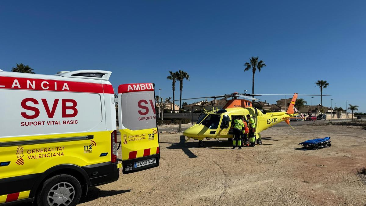 Traslado del ciclista accidentado en helicóptero