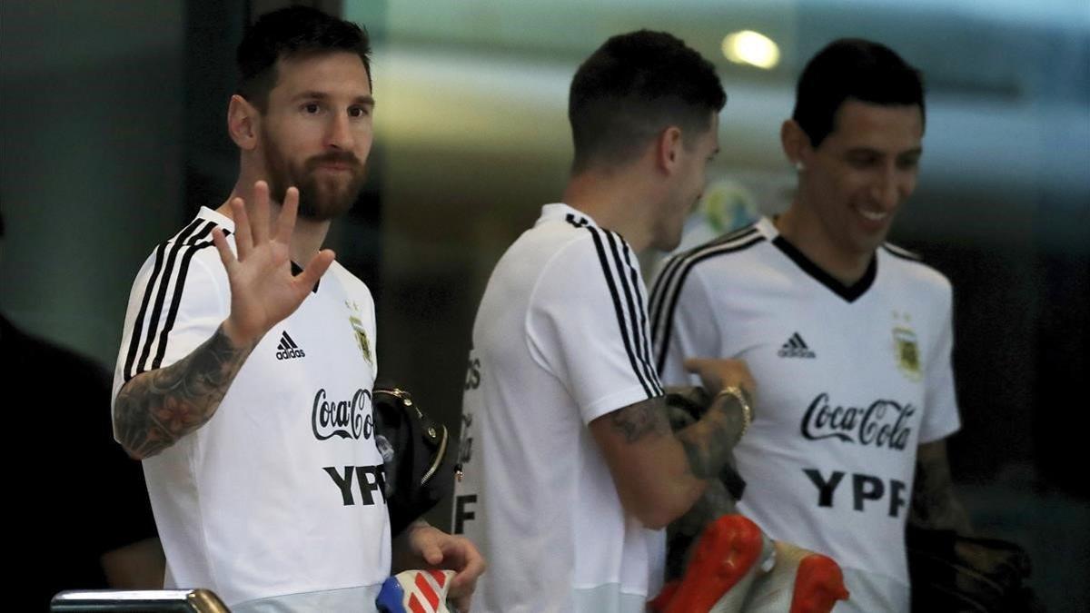 Messi, en Salvador preparando la Copa América con Argentina.