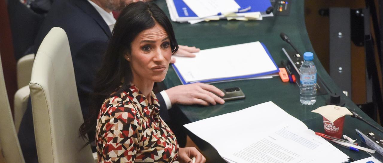 Begoña Villacís, durante una sesión plenaria en el Ayuntamiento de Madrid.