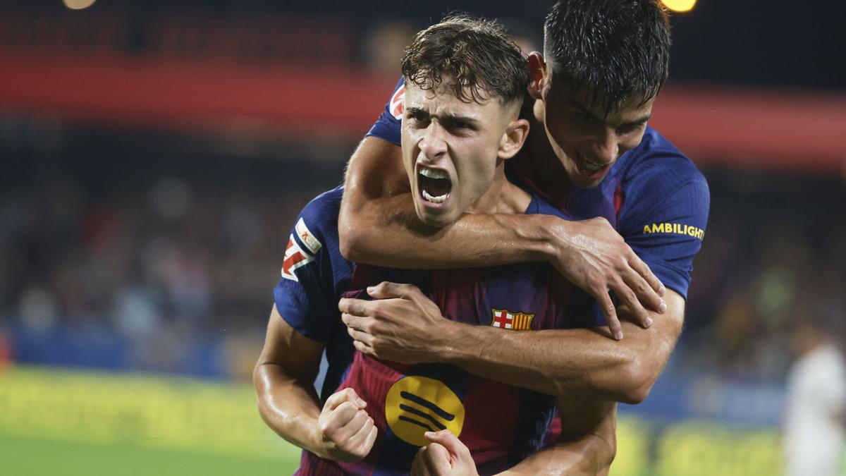 Fermín López celebra su gol ante el Valencia.
