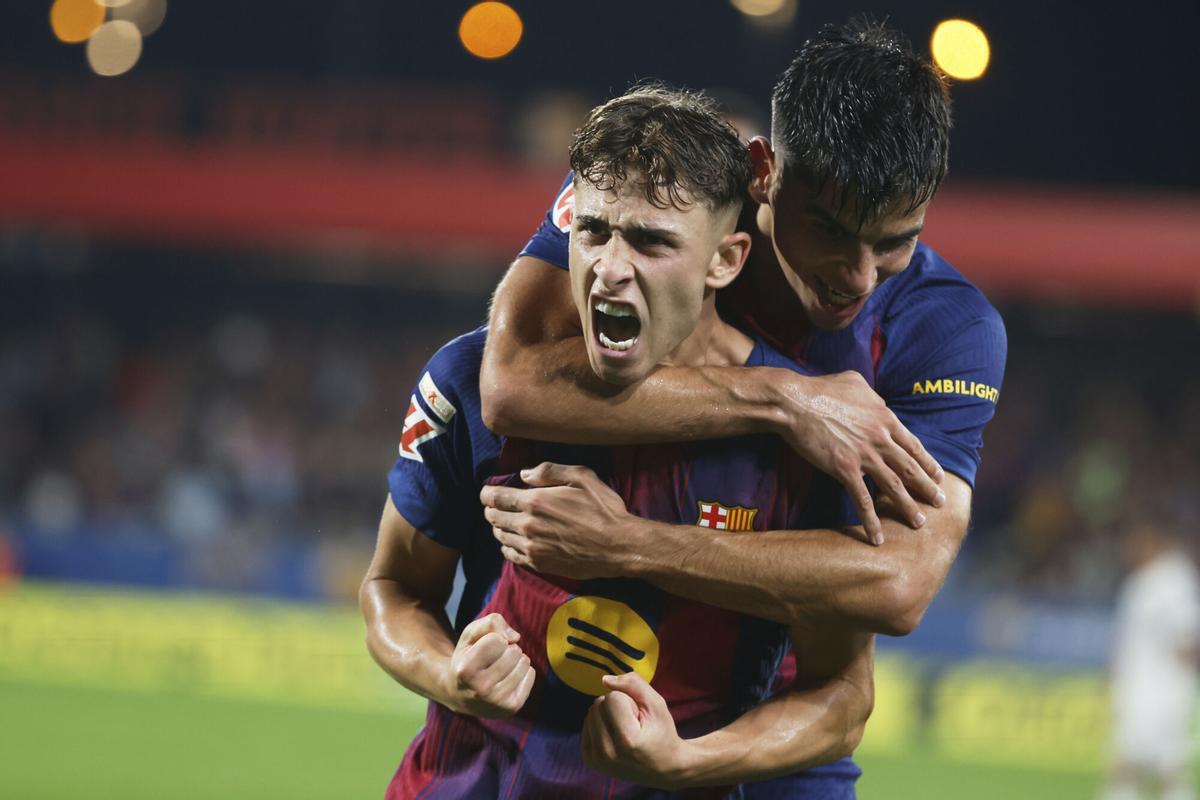 Fermín López celebra su gol ante el Valencia.