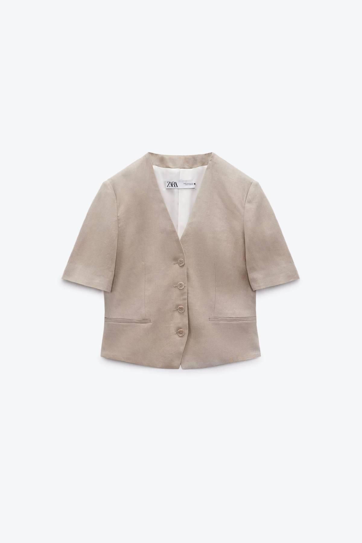 Blazer de lino de manga corta