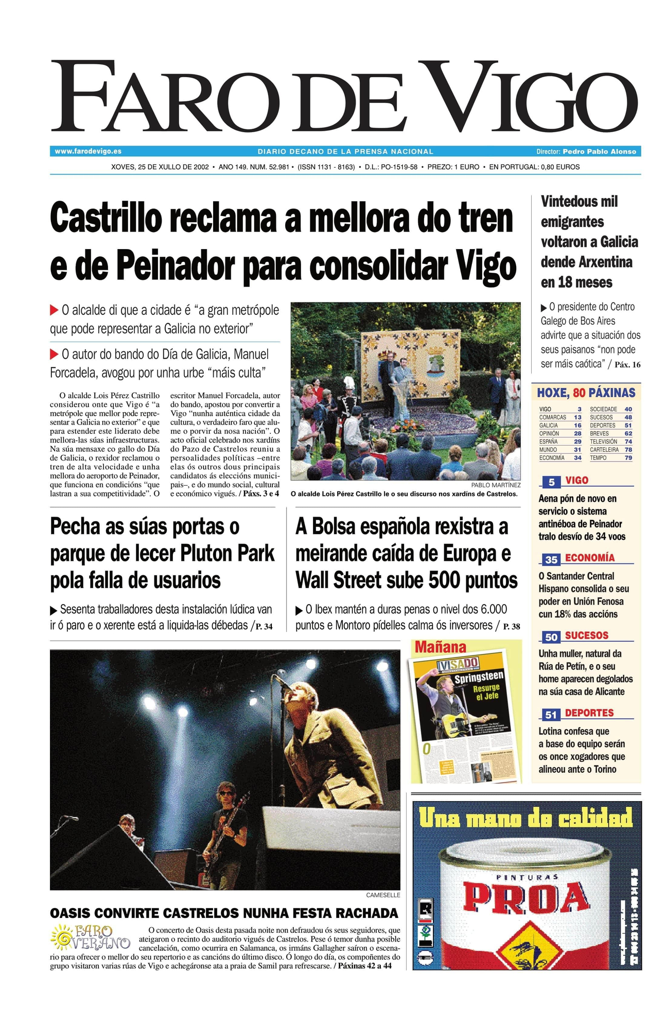 O Día de Galicia a través das portadas de FARO DE VIGO
