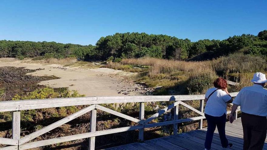 Al fondo, la zona en la que finaliza actualmente el sendero de madera de Pedras Negras. // FdV