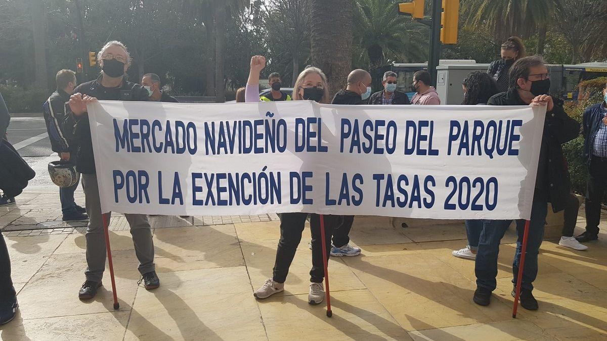 Manifestación en el Parque de los vendedores ambulantes de Málaga