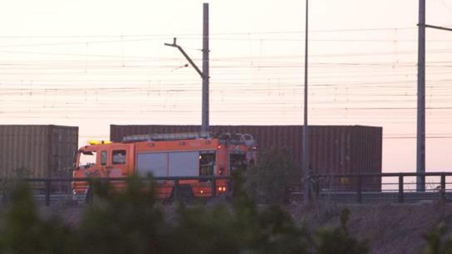 Incendio en la base de Adif en Xàtiva