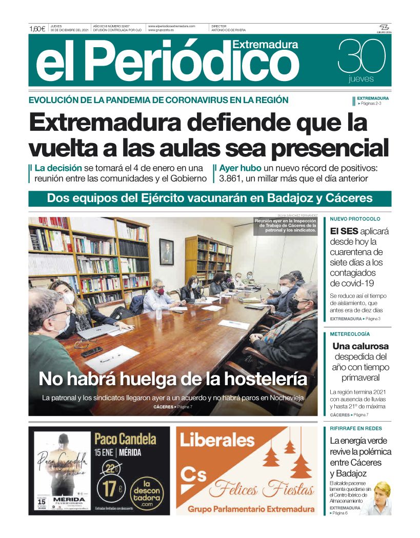 Consulta la portada correspondiente al día 30 de diciembre del 2021
