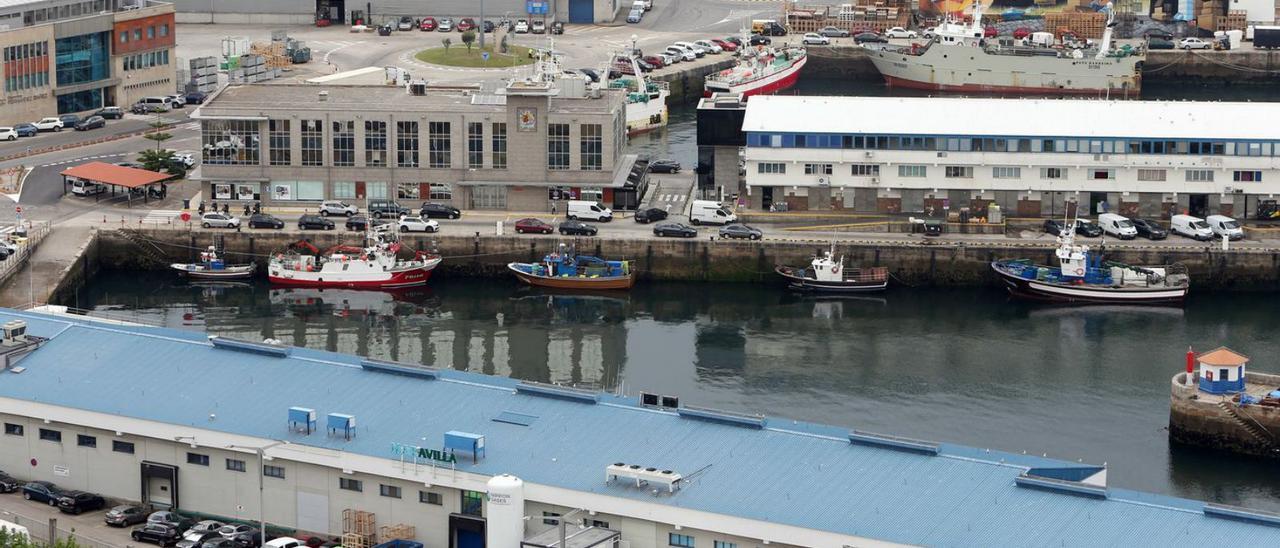 Barcos y empresas de pesca en el puerto de O Berbés el mes pasado.