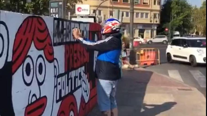 Borran el mural por los presos de Alsasua en València