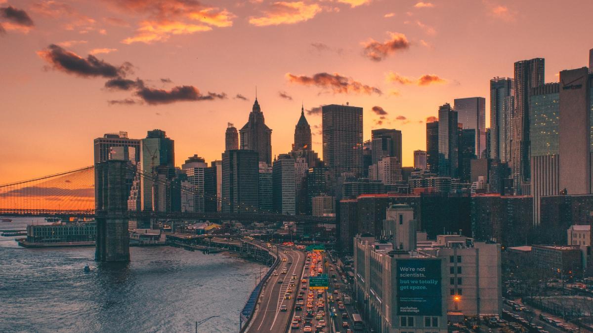 Vistas de Manhattan (Nueva York) al atardecer