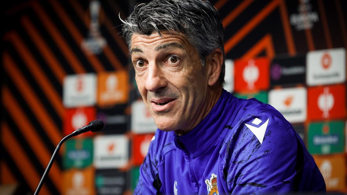 Imanol Alguacil en la rueda de prensa previa al encuentro ante el PSV