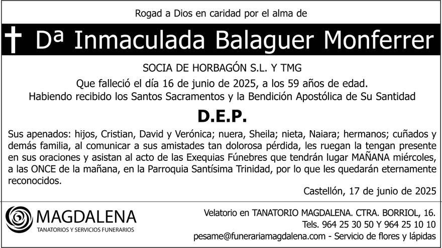 Dª Inmaculada Balaguer Monferrer