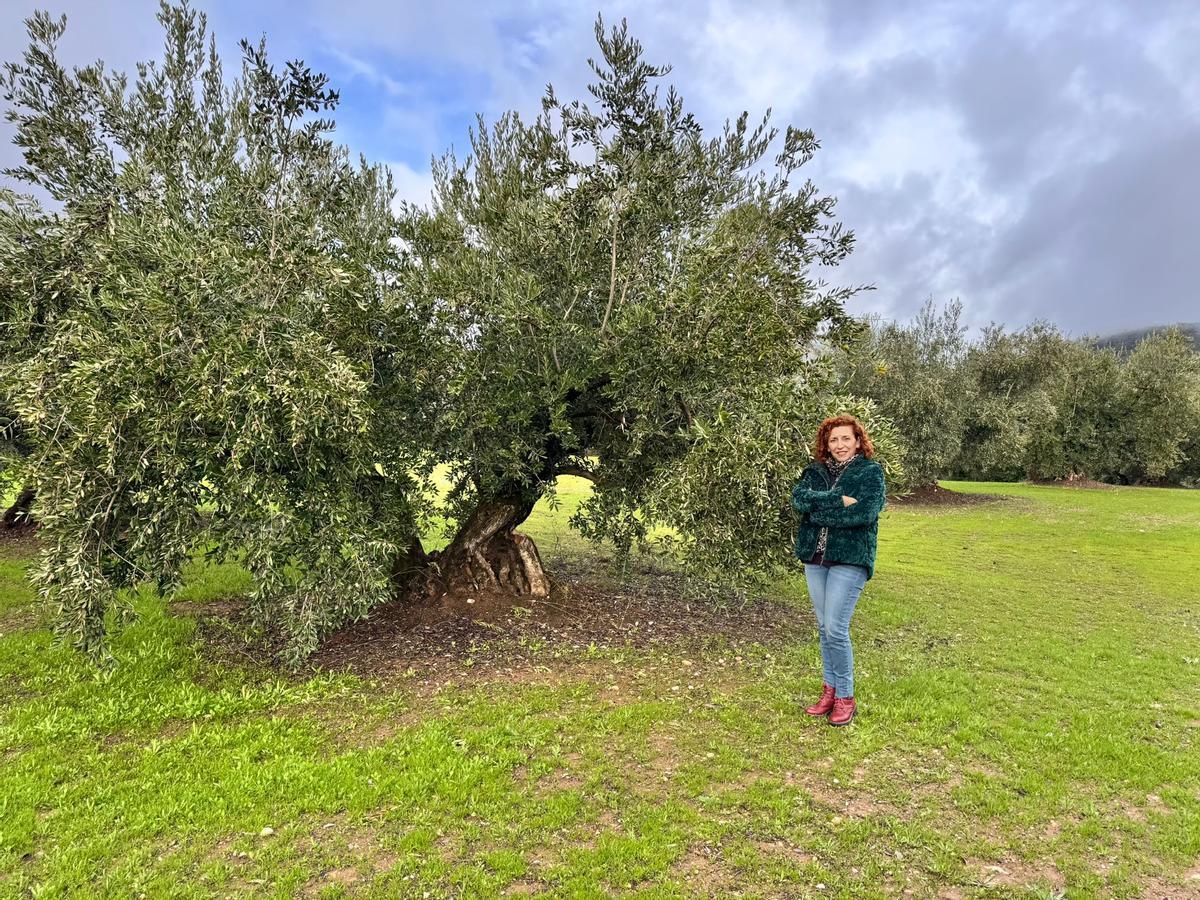 Nuria Yáñez, en un olivar de la Subbética.