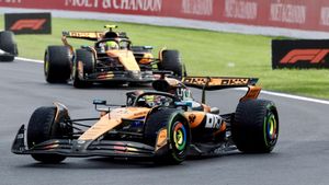 El australiano Oscar Piastri (McLaren) en el Mundial de Fórmula Uno al ganar el Gran Premio de Bélgica, el decimotercero del año. EFE/EPA/OLIVIER MATTHYS