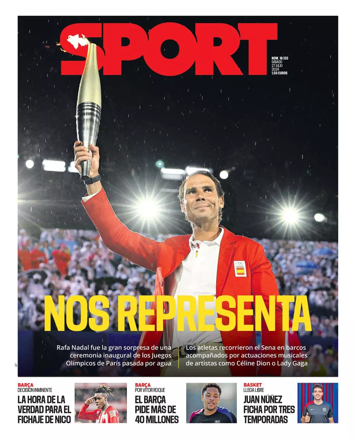 La portada de SPORT de hoy, sábado 27 de julio de 2024