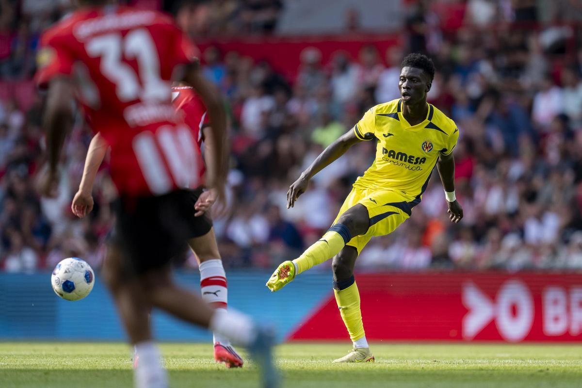 Alassane Diatta, durante el amistoso del Villarreal ante el PSV Eindhoven.