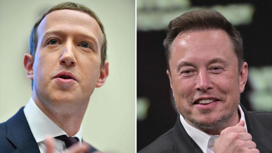 Los magnates Mark Zuckerberg (izquierda) y Elon Musk (derecha) .