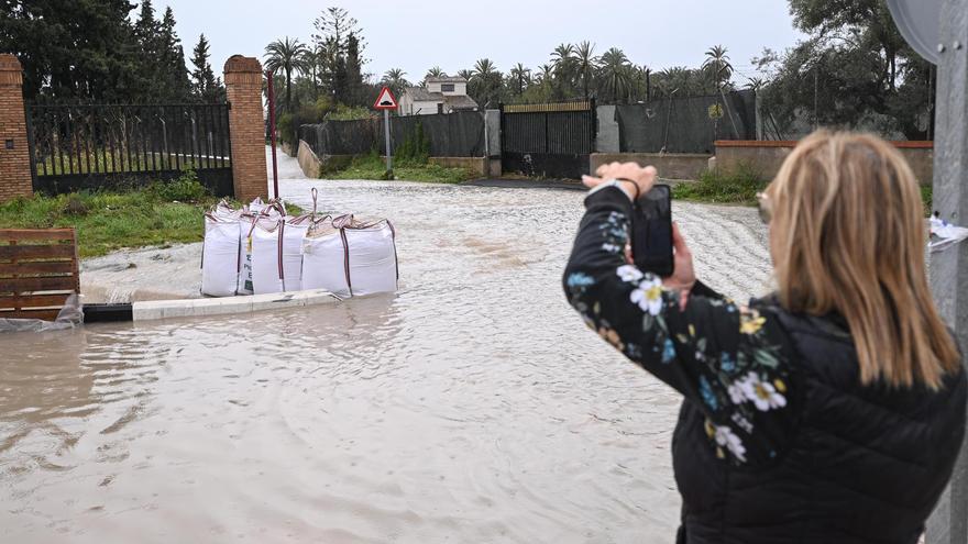 Indignación vecinal por un nuevo desbordamiento del barranco de San Antón en Elche en la carretera de Santa Pola