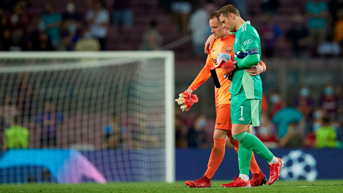 Neuer y Ter Stegen tras el partido de Champions entre Barça y Bayern