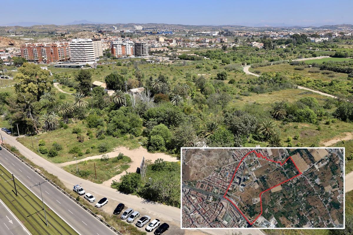 Vista aérea con terrenos en la zona de El Puntal, más próxima a la Avenida Juan Carlos I donde el Ministerio de Vivienda tiene localizadas grandes bolsas de suelo que servirían para poder levantar vivienda.