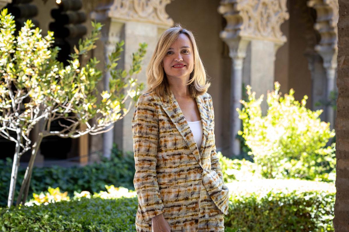 Pilar Alegría, en la Aljafería.