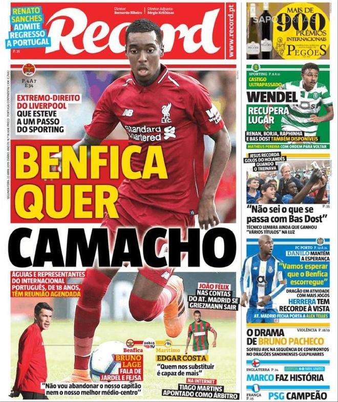 Portada de Record del 23 de abril de 2019