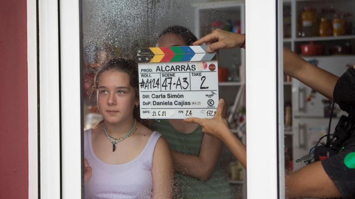 Rodaje de la película 'Alcarràs', de Carla Simón, en julio de 2021.