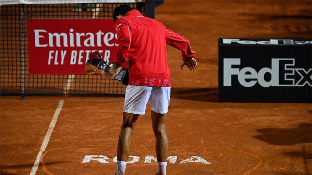 Djokovic celebrando su triunfo en el Foro Itálico