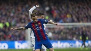 Rakitic, en un clásico ante el Madrid