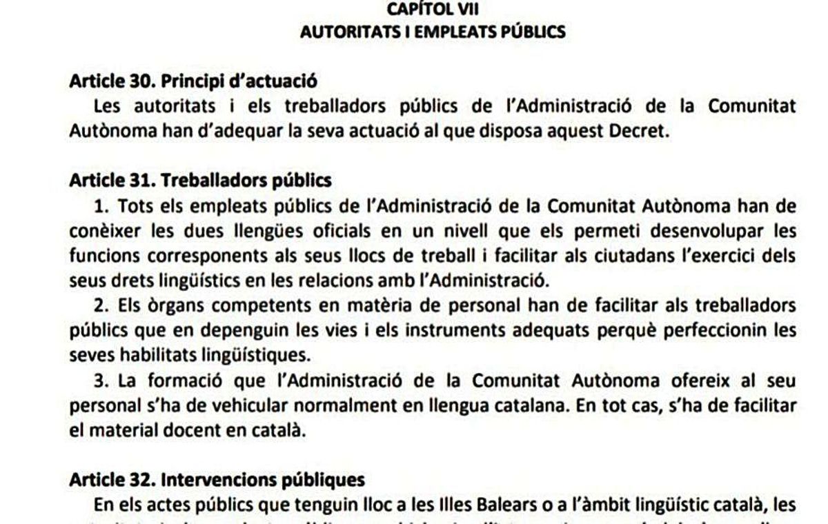 Capítulo VII del Decreto de Lenguas aprobado en 2018. | D.M.