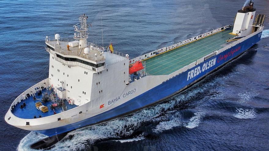 El Bahía Cargo de Fred. Olsen Express transporta más de 100.000 metros lineales de carga durante su primer año