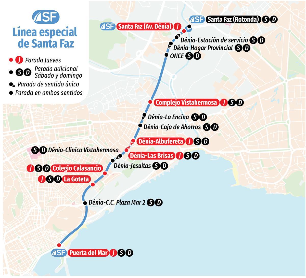 Paradas línea especial de autobuses para Santa Faz
