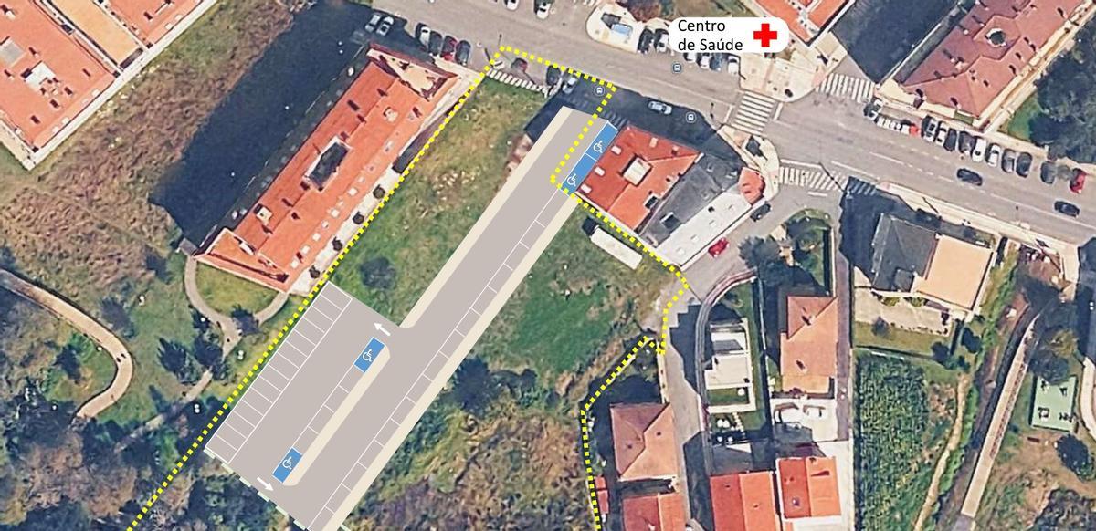 Plano del futuro aparcamiento en la travesía.