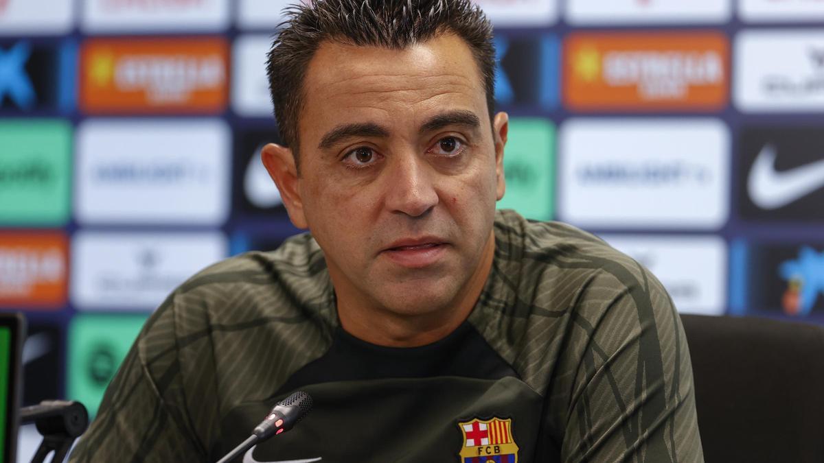 FC Barcelona's press conference Xavi Hernández, en una rueda de prensa del Barça en la ciudad deportiva de Sant Joan Despí.