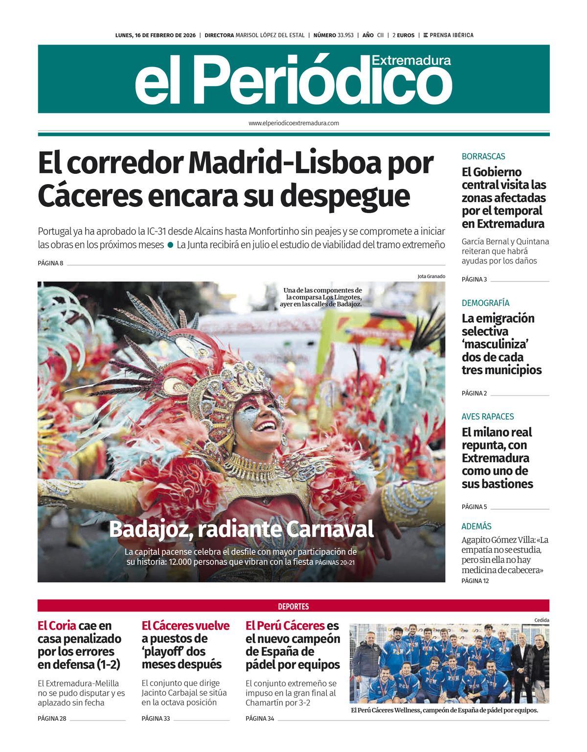 Consulta la portada correspondiente al día 16 de febrero de 2026