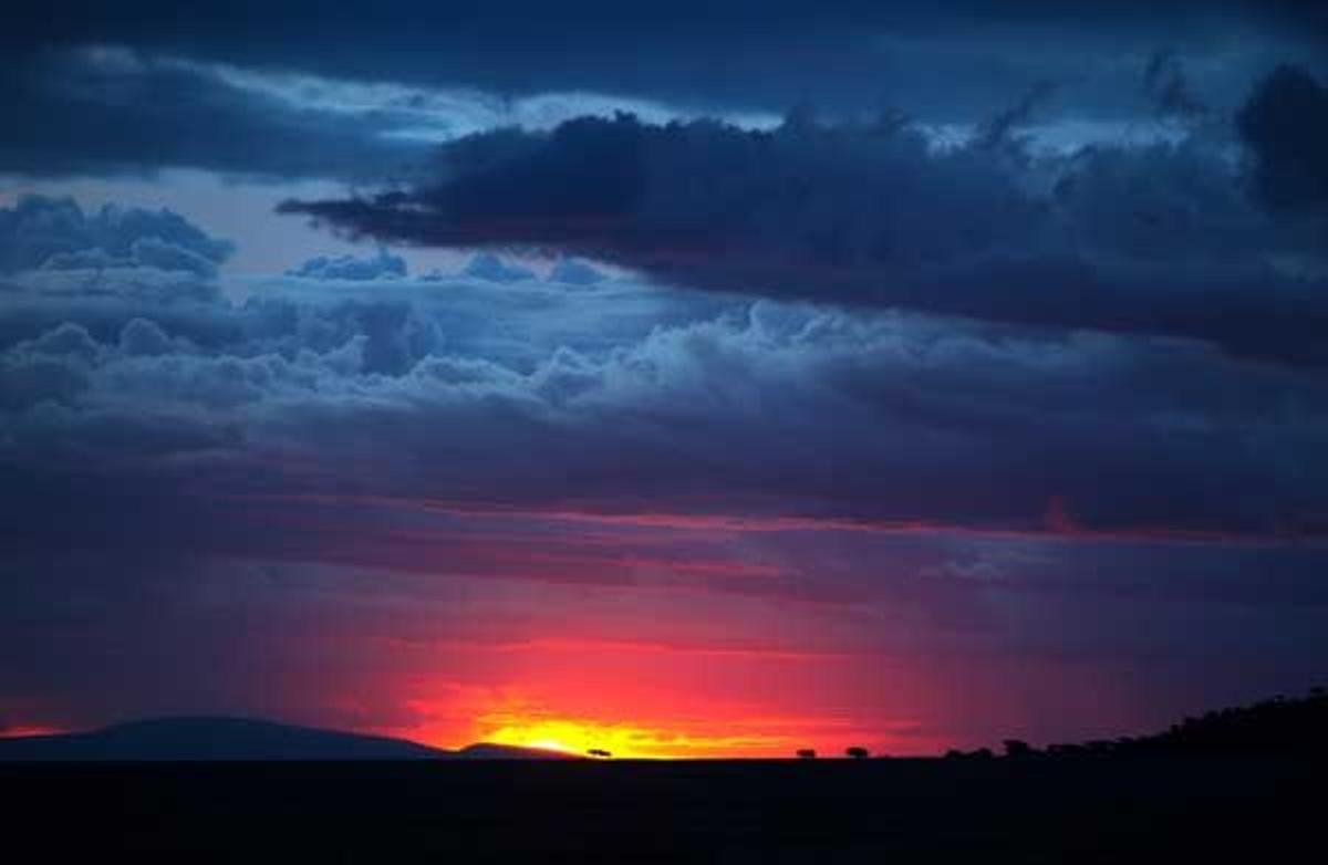 Atardecer en el Parque Nacional del Serengeti en Tanzania.