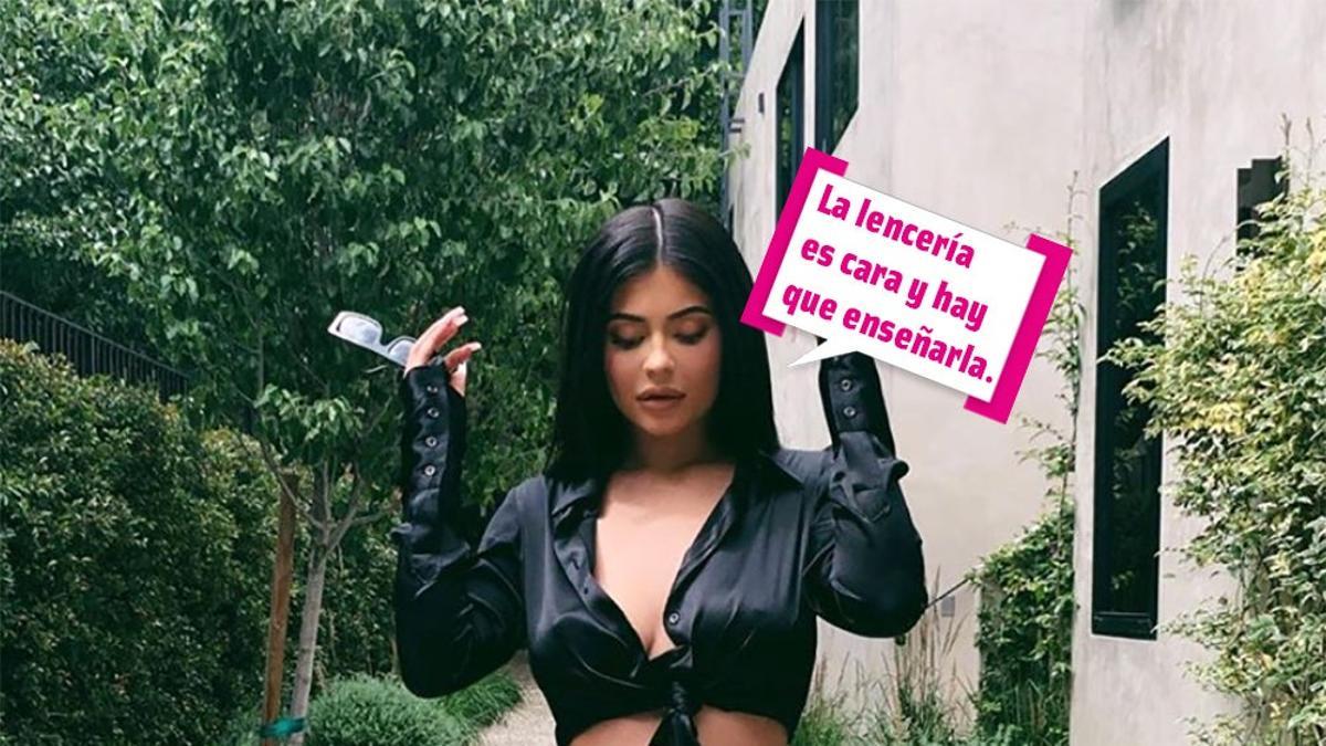 Kylie Jenner con bocadillo 'la lencería es cara y hay que enseñarla'