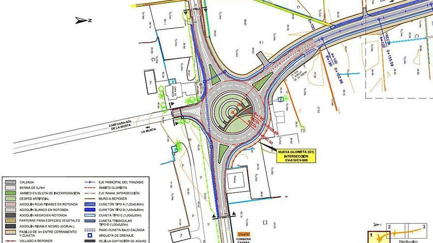 Proyecto de construcción de una rotonda para regular la intersección entre la Cv-510 y la Cv-506.