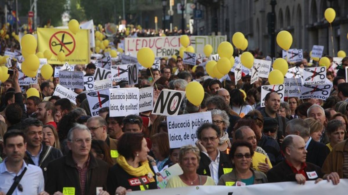 Manifestación en Barcelona contra los recortes en educación