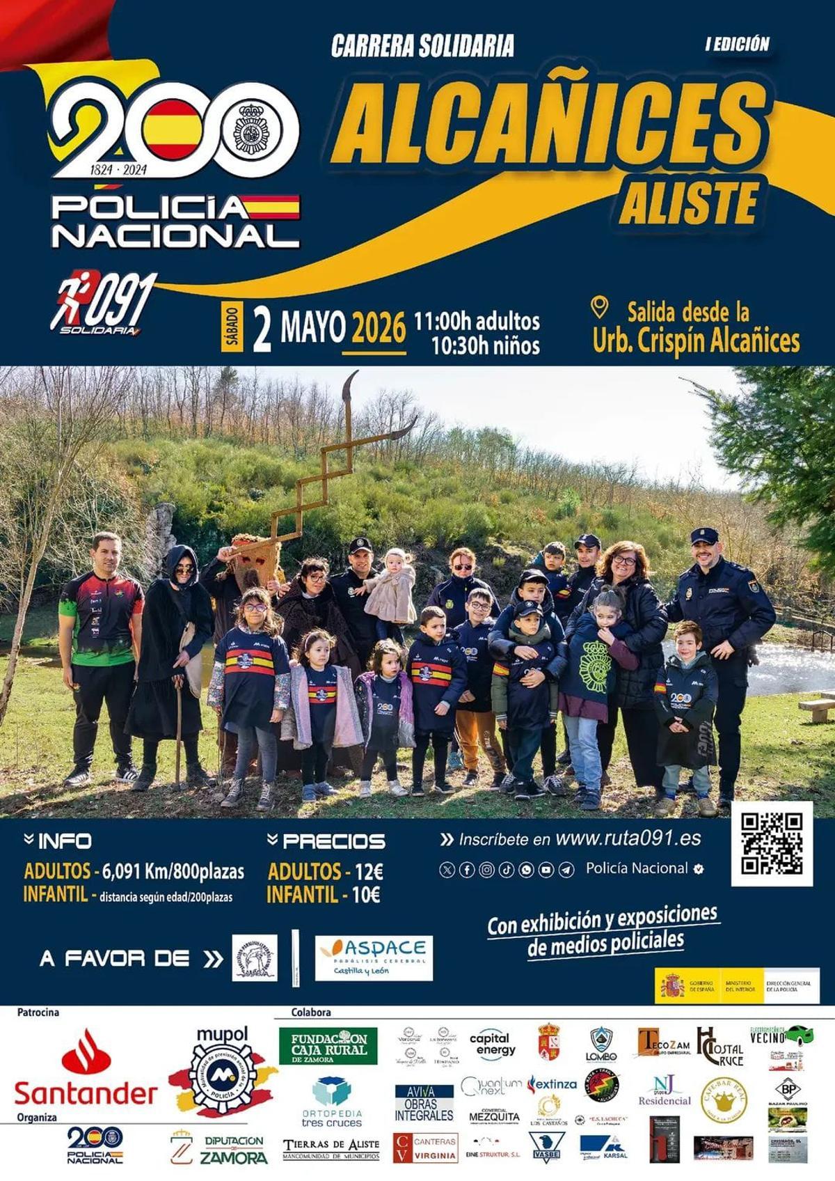 Cartel de la carrera solidaria "Ruta 091" en Alcañices.